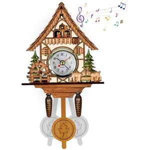 Hperu Orologio a cucù, affascinanti orologi a cucù da parete con pendolo, orologio da parete antico per casetta per uccelli 9x5x2, per soggiorno, studio, camera dei bambini, decorazioni per la casa, orol