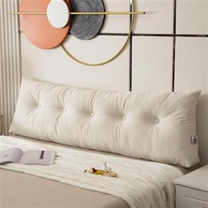 GeRRiT Cuscino per Letto, Cuscino per Schiena, Singola/King/Queen-Dimensione Cuscino a Cuneo, Cuscino per Letto con Tasca Laterale, Cuscino Lungo per Schiena (Bianco)