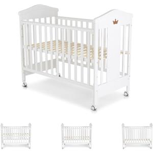 Cangaroo culla Wing, 120 x 60 cm, legno di faggio, ruote, 3 posizioni in altezza, colorazione:bianco