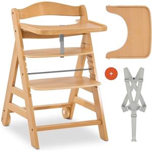 hauck Seggiolone Alpha Move per bambini dai 6 mesi in su, con tavola da pranzo, cintura a 5 punti e cintura per cavallo, seggiolone per bambini con ruote in legno di faggio certificato FSC® -