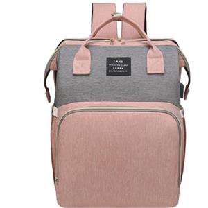 Chickwin Zaino Cambio Neonato con Fasciatoio, Zaino Neonato Multifunzione Mamma Zaino per Neonati per Viaggio Borsa Fasciatoio Portatile Grande per Mamma e Papà (31x22x41cm,Rosa Grigio)