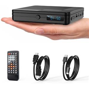 Homlab Mini lettore DVD con telecomando - All Region Free 1080P HD Piccolo lettore CD DVD compatto per Smart TV e proiettore, dispone di uscita HDMI, jack per cuffie, ingresso USB 2.0, supporto PAL