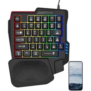 Genérico Tastiera Da Gioco: Tasti Ergonomici In Stile Meccanico ABS, Tastiera Portatile Programmabile Con Una Mano, Controller Mobile Compatto, Feedback Touch Reattivo, Costruzione E Dura
