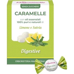 Erboristeria Magentina - Le Magentinelle Caramelle Senza Zucchero con Oli Essenziali puri e naturali (Digestive Limone e Salvia)