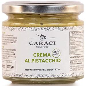 CARACI Crema Di Pistacchio Spalmabile SENZA GLUTINE Per Dolci Gelato Torta Pasticceria Crepes Panettone Torrone Barrette Granella Farina Topping Pasta Pesto E Tante Ricette Siciliane Tipiche Di Bronte