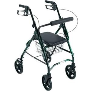 Generico Rollator ROLLY SLIM WIMED Art. 15605600 per ambienti ridotti e passaggi stretti Larghezza totale 50 Cm. Colore Nero/Verde, Portata max 136 kg