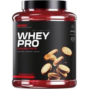 Beverly Nutrition Beverly Whey Pro - Concentrato di proteine del siero di latte - 2 kg - 28 g di proteine per porzione - 58 porzioni - Tonifica e aumenta la massa muscolare (2 KG, BISCOTTO AL BURRO)