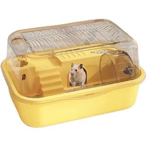 Generico Casa per criceti - Habitat per piccoli animalidomestici 35x25x18,5 cm, gabbia con coperchio trasparente in PP, recinzione anti-fuga con rimovibili | Gabbia per animalidomestici per casa, v