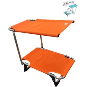 Lillimia® - Brandina per Cani e Gatti di Piccola e Media Taglia - Lettino Rialzato, Parasole Pieghevole Ideale per la Spiaggia e per il Mare, Made in Italy, Arancio
