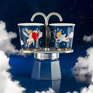 Bialetti Set Mini Express Cielo Stellato Cupido Caffettiera Moka Espresso Maker + 2 Tazzine