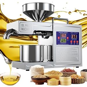 JIMINHUIXIN Frantoio Per Olio D'Oliva, Estrattore Di Olio Biologico Automatico - Frantoio Per Olio Commerciale 820w In Acciaio Inox, Spremitura Fredda/Calda 3-6kg/H Per Semi/Noci