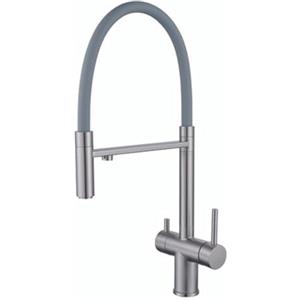 XJTNLB Miscelatore Cucina 3 Vie Acciaio Inox Spazzolato Rubinetto Tre Vie con Doccetta Estraibile Miscelatore Cucina con Doccetta Estraibile