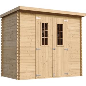 TIMBELA M310C Casetta da Giardino in Legno 239x142x200 cm - Capanno, Rimessa Attrezzi e Deposito Bici con Finestre per Luce Naturale