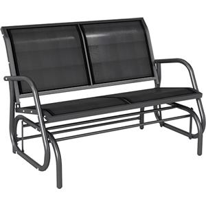 Outsunny Panchina a Dondolo da Giardino 2 Posti Metallo 120x70x85cm Nero