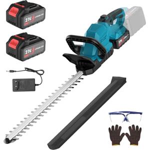 Eznaobo Tagliasiepi a Batteria 21V, Tagliasiepi Elettrico con 2 Batterie da 3.0Ah, 53cm lunghezza di taglio, 17mm Distanza Denti, Testina Orientabile a 180°, Brushless Tagliasiepi per Siepi e Arbusti