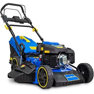 Goodyear - Tagliaerba a benzina con accensione elettrica e manuale 5,620 W. Motore 224 cc 4 tempi OHV. Batteria 20 V. Larghezza di taglio 53 cm. 25-75 centimetri Altezza del taglio