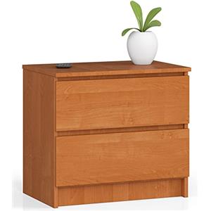 AKORD | Cassettiera K60 a 2 Cassetti | Moderna Mobiletto per Soggiorno Sala da Pranzo Camera da Letto Corridoio Bagno | Armadio Cameretta | 60x55x40 cm | Ontano