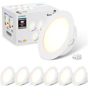 LVWIT Faretti LED da Incasso per Cartongesso, Faretti da Incasso 8W, 880 Lumen, Faretti Incasso Cartongesso Luce Naturale 4000K, Faretti a LED da Incasso per cucina, Diametro Foro Ø95-105mm, Set di 6
