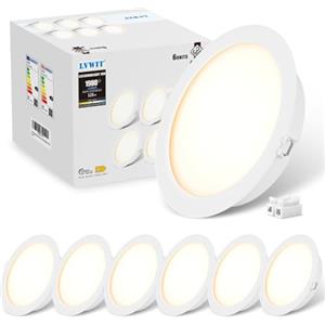 LVWIT Faretti LED da Incasso per Cartongesso, Faretti da Incasso 18W, Faretto a LED da Incasso, 1980 Lumen, Luce Naturale 4000K, Faretto LED Soffitto per Soggiorno, Diametro Foro Ø145-155mm, Set di 6