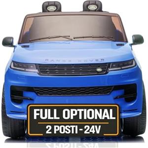 Mondial Toys Land Rover Range Rover Sport 24V Maxi SUV Elettrico per Bambini 2 Posti - Macchina con Telecomando Sedili in Pelle Due Cinture a 3 Punti Luci LED Bluetooth Carico Massimo 60 Kg Blu