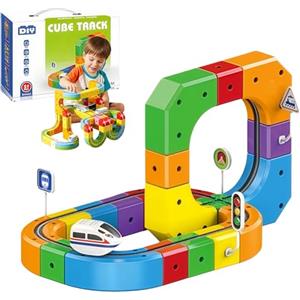 bergxperten Helvezen HelveCubix Set trenino elettrico 3D Cube track pista magnetica macchinine blocchi costruzioni percorso gravità DIY creativo bambini 51 81 123 pezzi