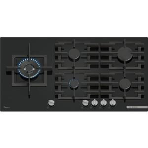 Bosch Piano Cottura 5 Fuochi a Gas 90 cm (1 Bruciatore Wok) in Vetro colore Nero - PPM9A6I40 Serie 6