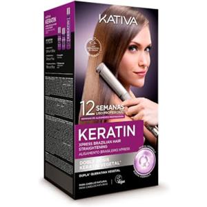 Kativa - Keratin Alisado Brasileño, Kit Stiratura Brasiliana - Lisciante Anti Crespo alla Cheratina, Senza Formaldeide e Solfati - con Shampoo, Balsamo e Maschera Trattamento