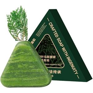 Générique Nature Triangle Shampoo Bar, Nature Seven Green Soap Shampoo, shampoo solido naturale a base di erbe, cura detergente e nutriente delicato per capelli dall'aspetto sano