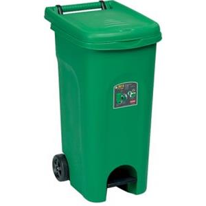 Stefanplast Bidone Carrellato Urban Eco System Verde 80 Litri con Pedale e Ruote