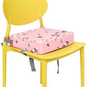 AULSAM Seggiolino rialzo per bambini, 33 x 33 x 8 cm, rimovibile, con 2 cinghie regolabili, imbottitura per sedile Booster Seat, rialzo per sedia portatile, per mangiare, gite, picnic, viaggi (rosa)