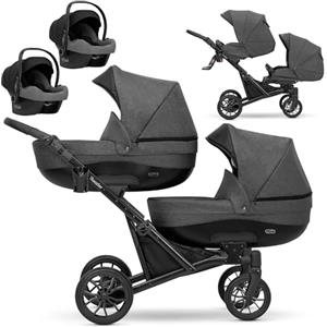 Kunert Un passeggino gemellare 3 in 1 et 2 in 1 navicella carrozzina seggiolino auto KUNERT Booster 3in1 et 2in1 passeggini (grafite, 3in1)