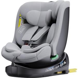 GLOKID seggiolino auto Isofix 360°Girevole Seggiolino Auto 0-36 Kg Gruppo 0/1/2/3, Regolabile in Altezza (Grey)