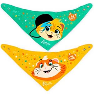 Lulabi 44 Gatti Set di 2 Bavaglini in Cotone Bandana per Bambini - 21x17 cm