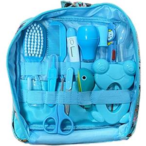 Pineeseatile Kit per l'assistenza sanitaria e la toelettatura del bambino Aspiratore nasale per bambini Tagliaunghie Set di spazzole per capelli Kit per la cura della pulizia quotidiana del neonato 13 pezzi/set