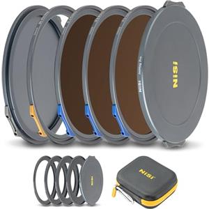 NiSi JetMag Pro 82MAG Filmmaker Kit - Filtro Magnetico 82mm con ND4/ND8/ND16 e Black Mist 1/8, Adattatori Inclusi