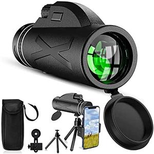 EKsma Telescopio monoculare 80x100 Prisma ad alta potenza Telescopio monoculare HD Dual Focus Cannocchiale portatile impermeabile antiappannamento con supporto for smartphone e treppiede for birdwatching Ca