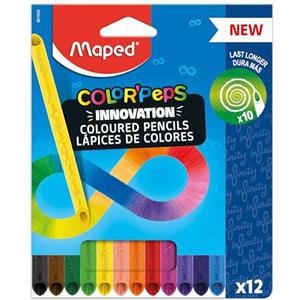 Maped Color'Peps Infinity - Set di 12 Matite Colorate Triangolari, 100% Mina, Non Necessitano di Tempera
