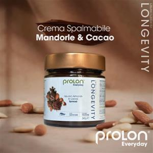 ProLon Crema Spalmabile Mandorle e Cacao 240g - 74% Mandorle, 100% Vegan, Senza Glutine
