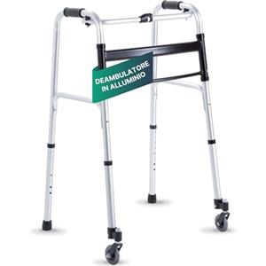 REMEDIA ONE Deambulatore per Anziani Pieghevole, 2 Ruote Piroettanti | Girello per Anziani e Disabili, Alluminio Anodizzato, 2 Puntali Antiscivolo, Ruote 7 cm, Interni ed Esterni