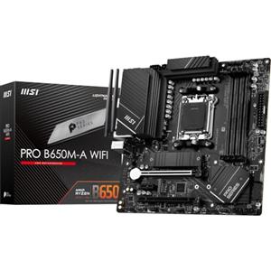 MSI Scheda madre PRO B650M-A WiFi ProSeries (processori AMD Ryzen serie 9000/8000/7000, AM5, DDR5, PCIe 4.0, M.2, SATA 6Gb/s, USB 3.2 Gen 2, HDMI/DP, Wi-Fi 6E, Bluetooth 5.3, 2.5Gbps LAN, mATX)