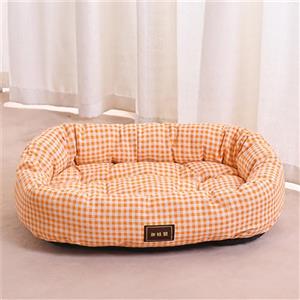 Odot Cuccia Cane Interno Taglia Grande Media, Animale Cuccia Cane Esterno, Stampa a scacchi Rettangolo Gatto Divano per Piccolo Letto Gatti, Fondo Antiscivolo, Lavabile (Arancione,XS)