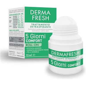 Dermafresh 5 giorni Comfort, Trattamento Detraspirante, Roll On, 15 ml, per Pelle Sensibile, Regola la Sudorazione Intensa, Senza Alcol e Profumo, Dermatologicamente Testato