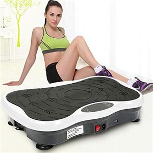 Willonin 3D Fitness Pedane Vibrante Dimagrante, Piattaforma Massage Esercizio Machine, Display LCD, Telecomando, Bande Elastiche - Bluetooth Music + Telecomando (nero-bianco)