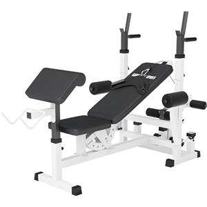 GORILLA SPORTS® Panca Multifunzione - Schienale Regolabile, Portabilanciere, Butterfly, Cavi, Curl per Gambe, Carico Max 280 kg, Nero/Bianco - Panca Pesi, Scott, Stazione Fitness, Allenamento