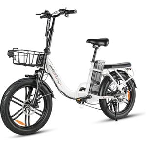 SAMEBIKE bicicletta elettrica per adulti 250W Motore batteria rimovibile fat bike elettrica pieghevole 20 cambio a 7 marce e-bike fuoristrada Sospensione anteriore e freni a doppio disco (bianco)
