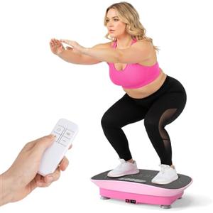 KOMFOTTEU Pedana Vibrante Dimagrante con 10 Livelli di Intensità, Timer da 10 Minuti e Silenziosa Fitness, Pedana Fitness con Schermo e Telecomando per Allenamento Completo a Casa (Rosa)