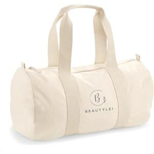 BEAUTYLEI | Borsone da viaggio 100% cotone riciclato lavabile palestra uomo donna mare spiaggia piscina, borsa unisex sportiva, basket, calcio, danza (Natural)