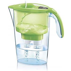 LAICA Stream Line Caraffa Filtrante - 2,3L - Verde - Timer Digitale - 1 Filtro bi-flux Incluso, Preserva i Sali Minerali Utili all'Organismo e Riduce Cloro e Metalli Pesanti - Made in Italy