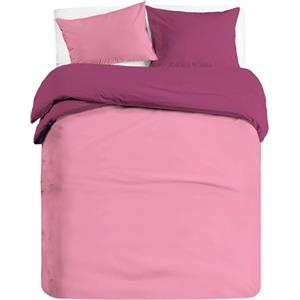 BANZAII TEXTILE INNOVATOR ONLINE Banzaii Set Copripiumino Bicolor 100% Microfibra con Federa Double Face Singolo 150x200 cm Rosa/Lavanda
