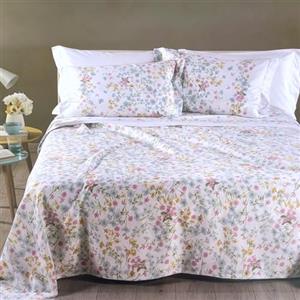 Caleffi Copriletto Matrimoniale Estivo 260x260 Cotone Piquet, Non Trapuntato Fantasia Floreale Provenza, Copriletto Letto Due Piazze (Azzurro)